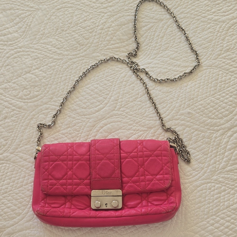Dior Fuchsia Quilted Clutch with Chain